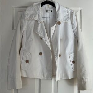 J. Crew White Double-Breasted Cotton Pea Coat